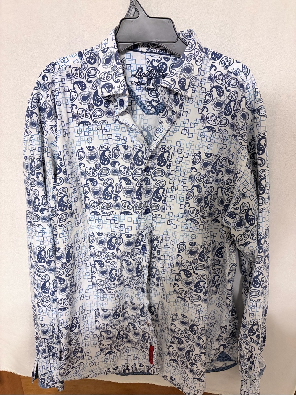 Lansky Bros. Memphis "Clothier to the King" Blue Paisley Button Down Shirt